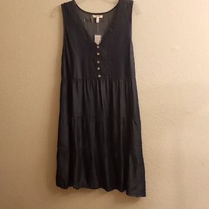 NEW MAURICES Vneck Sleeveless Tiered Chambray Dress Size M Navy Color B24 X P